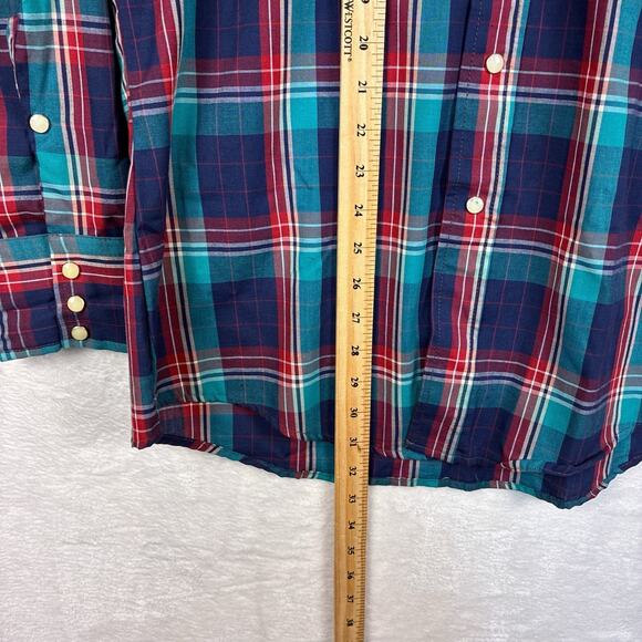 VTG 70s 80s Saddle King Western Pearl Snap Shirt Men M 15.5 Plaid Cowboy USA - Picture 3 of 8